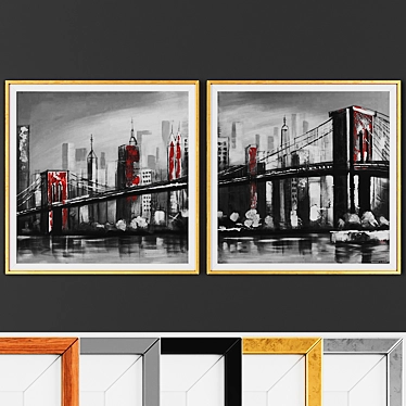 Modern Picture Set with 2 Frames 3D model image 1 