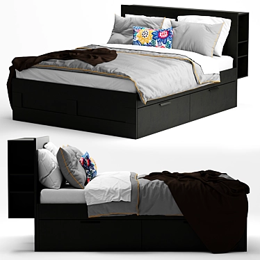 Sleek Brimnes Ikea Bedframe 3D model image 1 