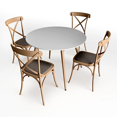 Sleek Daw Table and Silea Chairs Set 3D model image 1 