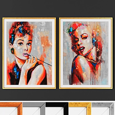 Contemporary Picture Set - 2 Artworks, 5 Frame Options 3D model image 1 