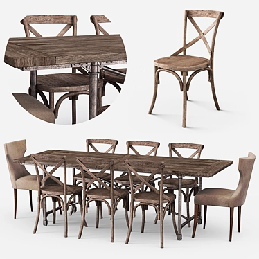 Elegant Edmonton Dining Set 3D model image 1 