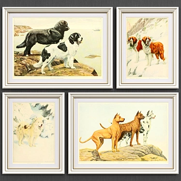 Modern Dogs Art Collection Set 3D model image 1 