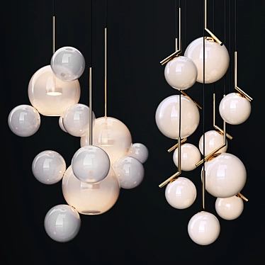 Title: Bolle and IC Glass Chandeliers 3D model image 1 