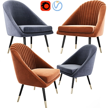 Cult Audrey Tub Chair Set: Chic and Comfortable 3D model image 1 