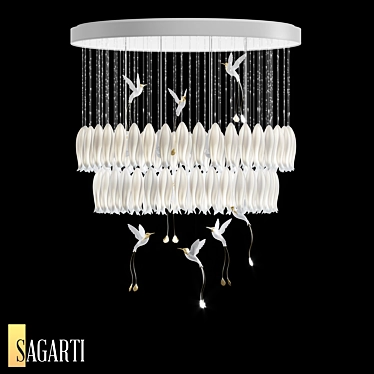 Sagarti Alba Chandelier: Elegance in White 3D model image 1 