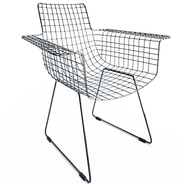 Black Wire Mesh Chair: Modern 3D Metal Furniture 3D model image 1 