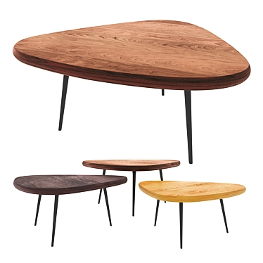 Minimalist Wood and Metal Coffee Table 3D model image 1 