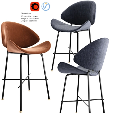 Elegant Cheri Bar Stool 3D model image 1 