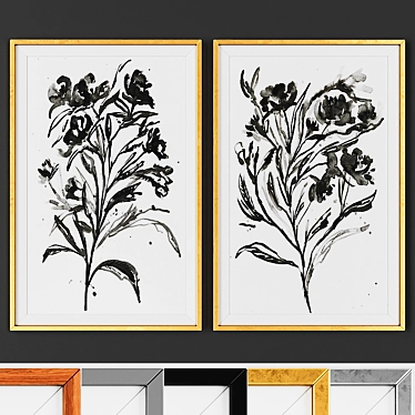 Modern Picture Frame Set - 2 Prints, 5 Frame Options 3D model image 1 