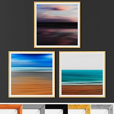 Modern Frame Set: 3 Art Pieces [Gold, Silver, Wood, Black, Grey] 3D model image 1 