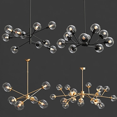 Glamorous Glass Chandelier Collection 3D model image 1 
