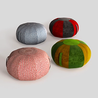 Souk Style Ottoman Poufs in 4 Materials 3D model image 1 