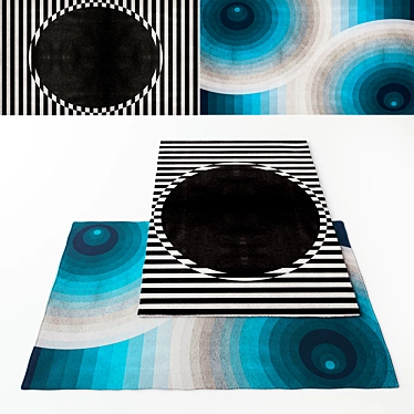 Graphic Glamour: Handmade Geometric Rugs 3D model image 1 