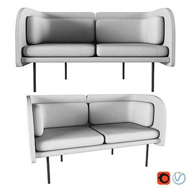 SoundWave Sofa: Modern Acoustic Seating 3D model image 1 