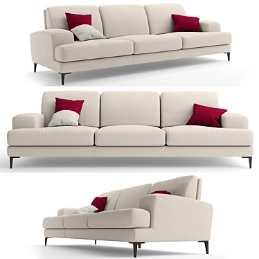 Elegant British Sofa: 2550mm Width, 780mm Height, 950mm Depth 3D model image 1 