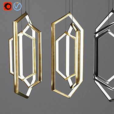 Hexagonal LED Chandelier - Modern Geometric Light 3D model image 1 