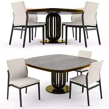 Elegant Cattelan Italia Chair & Ceramic Table 3D model image 1 