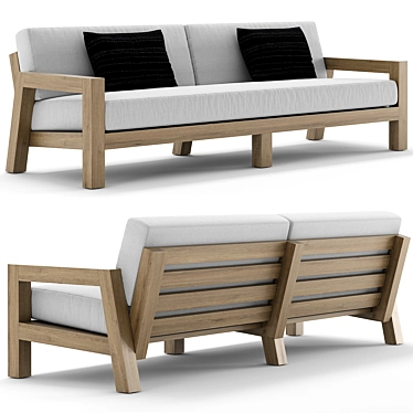 Luxury Teak Outdoor Sofa 3D model image 1 