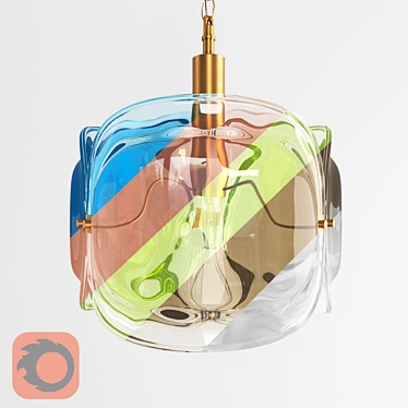 Colorful Glass Pendant Lamp 3D model image 1 