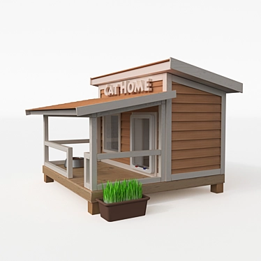 Cozy Haven: Insulated Outdoor Cat House 3D model image 1 
