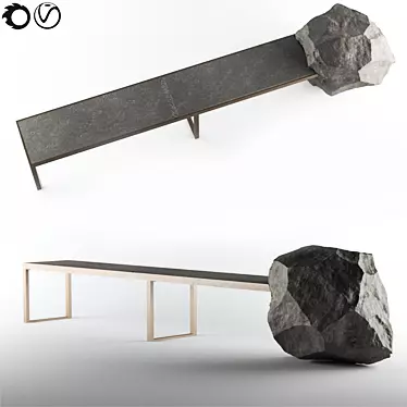 Rock-Bench: Stylish Steel Frame 3D model image 1 