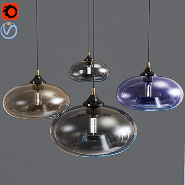 Modern Glass Hand Bell Pendant 3D model image 1 