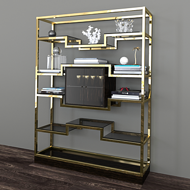 Etruria Metal Shelving with Bronze Glass Shelves 3D model image 1 