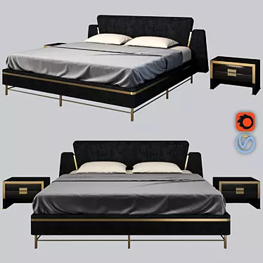 Elegant Velvet Cyprus Bed 3D model image 1 