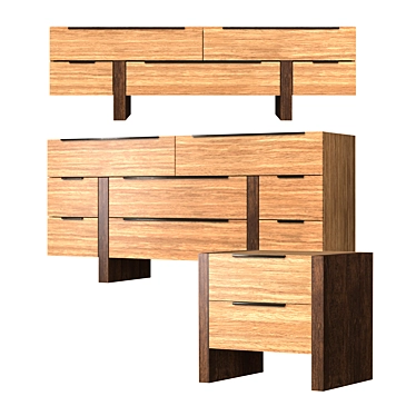 Modern Otto Nightstand with 2 Drawers 3D model image 1 