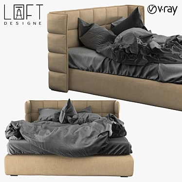 Modern LoftDesign Bed: 216cm Length, 193cm Width, 36-157cm Height 3D model image 1 