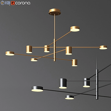 Sunshine LED Ceiling Chandelier: Minimalist Elegance 3D model image 1 