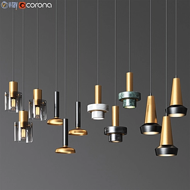 Modern Ceiling Lighting Collection - 4 Unique Types 3D model image 1 