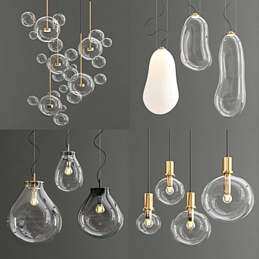 Elegant Bubble-Inspired Chandeliers 3D model image 1 