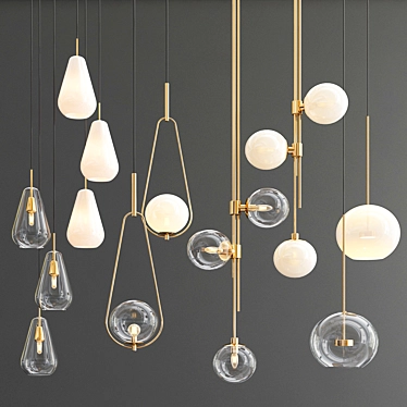 Elegant Hanging Lights Set 3D model image 1 