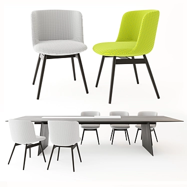 Modern Elegance: PAOLA LENTI Adele Chair & Kanji Table 3D model image 1 
