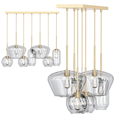 Elegant Clear Glass Chandelier 3D model image 1 