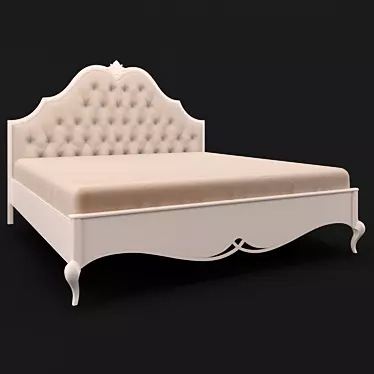 Sleek FRANCA Bed in Milky White Finish 3D model image 1 