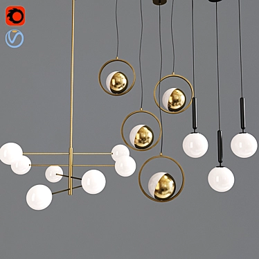 Nordic Minimalist 8-Light Chandelier 3D model image 1 