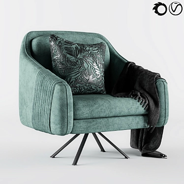Luxury Green Velvet Armchair 3D model image 1 