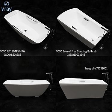 Elegant Freestanding Bathtub Set 3D model image 1 