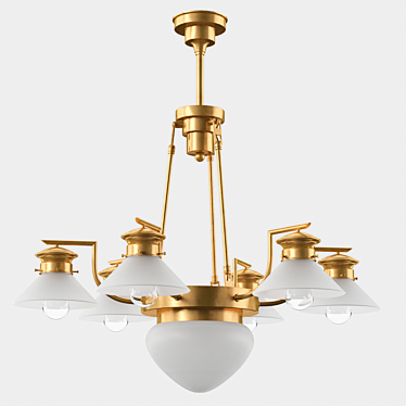 Brass Basel Pendant Chandelier 3D model image 1 