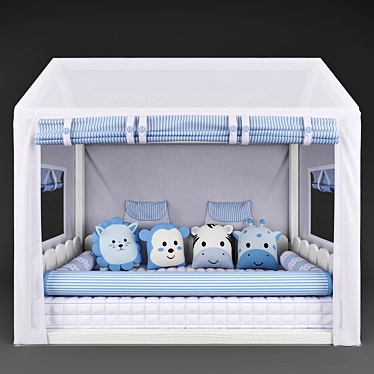 Title: Montessorian House Bed & Friends Safari Blue Canopy 3D model image 1 