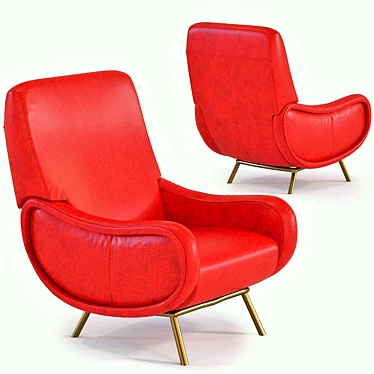 Vintage Red Leather Armchair 3D model image 1 