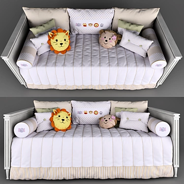 Amiguinhas Safari Beige Sofa Bed: Elegant and Timeless Design 3D model image 1 