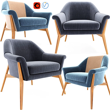 Luxurious Milla Velvet Armchair: Elegant Comfort at Its Finest 3D model image 1 