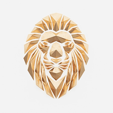 Golden Polygon Lion Sculpture 3D model image 1 