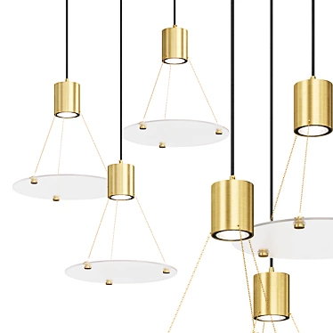 Modern Pendant Lamp with Disc Glass Shades 3D model image 1 