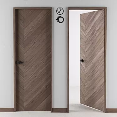 Stylish Chevron Door with Adjustable Size 3D model image 1 