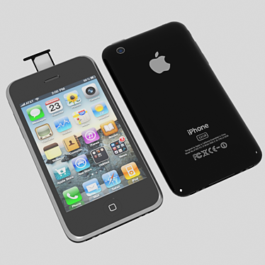 Sleek monochrome iPhone 3GS 3D model image 1 