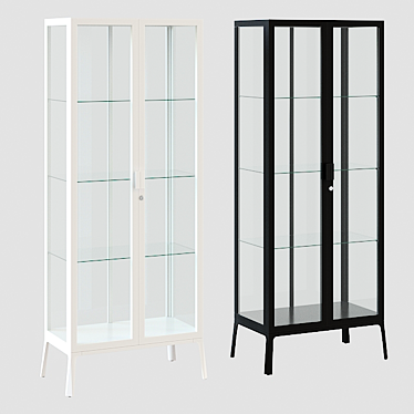 Modern Anthracite and White Display Cabinet 3D model image 1 